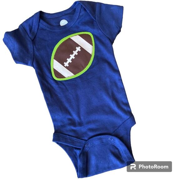 NWOT, 0-3 MONTH BLUE FOOTBALL ONESIE - Picture 1 of 5